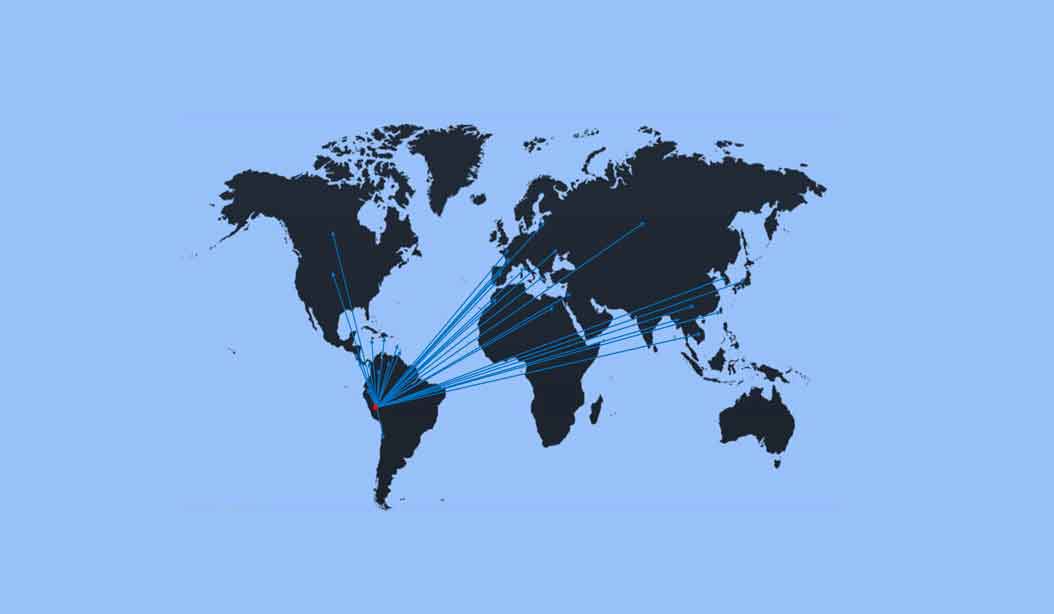 World map of our delivery points
